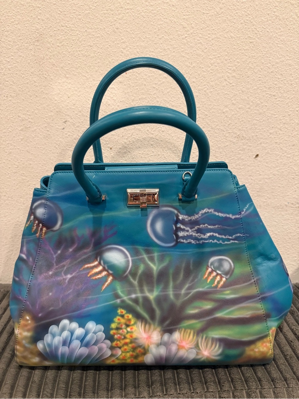 Shiatzy Chen Hand Painted Ocean Jellyfish Neo-oriental Chic Satchel Bag